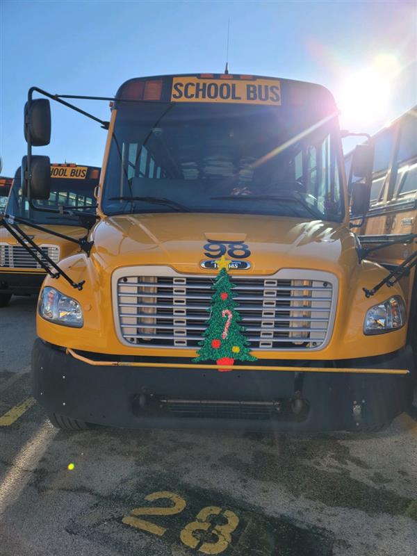 School Bus Decorated for the Holidays